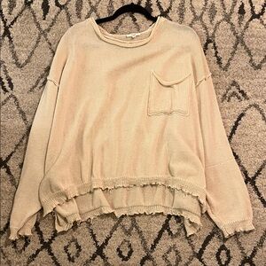Cream Oversized Sweater with Pocket